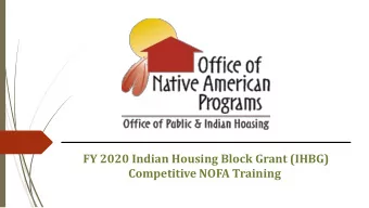 Competitive NOFA Training  I.  Funding Opportunity Description  II. Award Information  AGENDA  III.