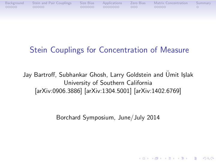 stein couplings for concentration of measure