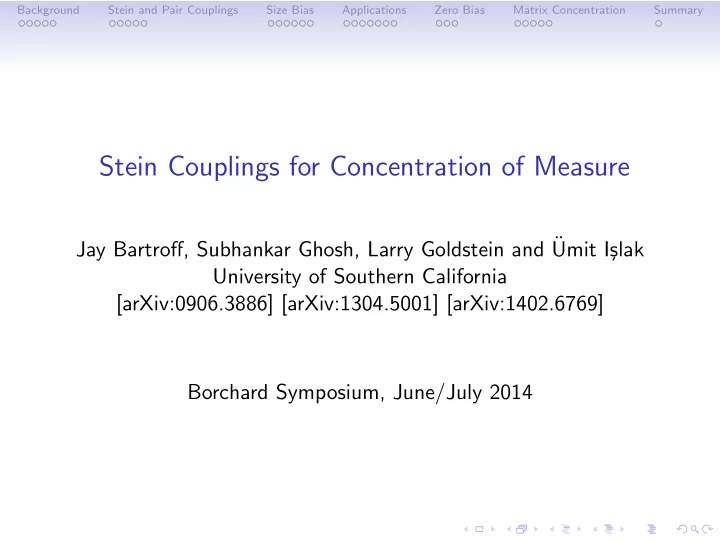 stein couplings for concentration of measure