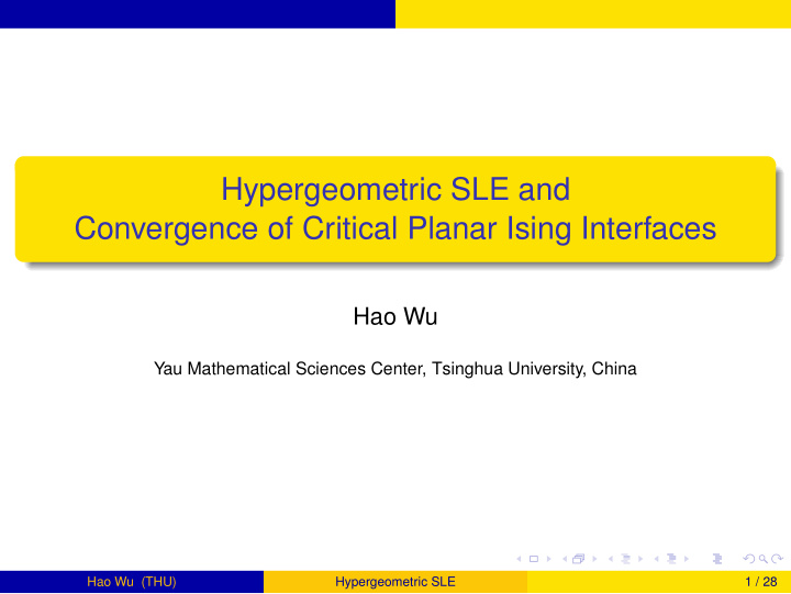 hypergeometric sle and convergence of critical planar