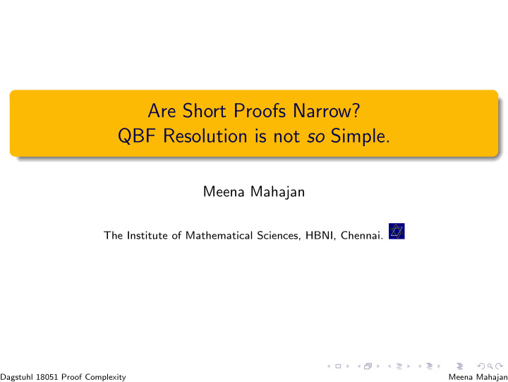 are short proofs narrow qbf resolution is not so simple