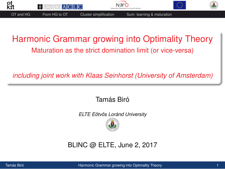 harmonic grammar growing into optimality theory
