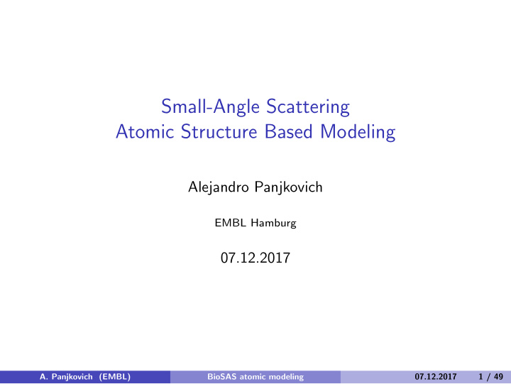 small angle scattering atomic structure based modeling