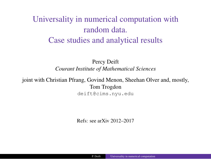 universality in numerical computation with random data