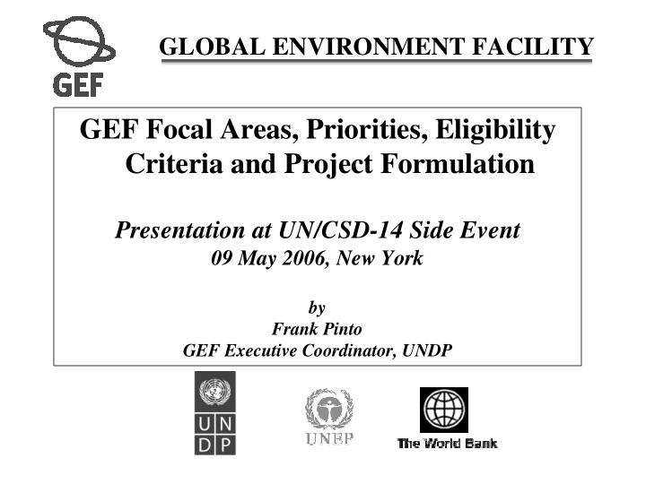 gef focal areas priorities eligibility criteria and