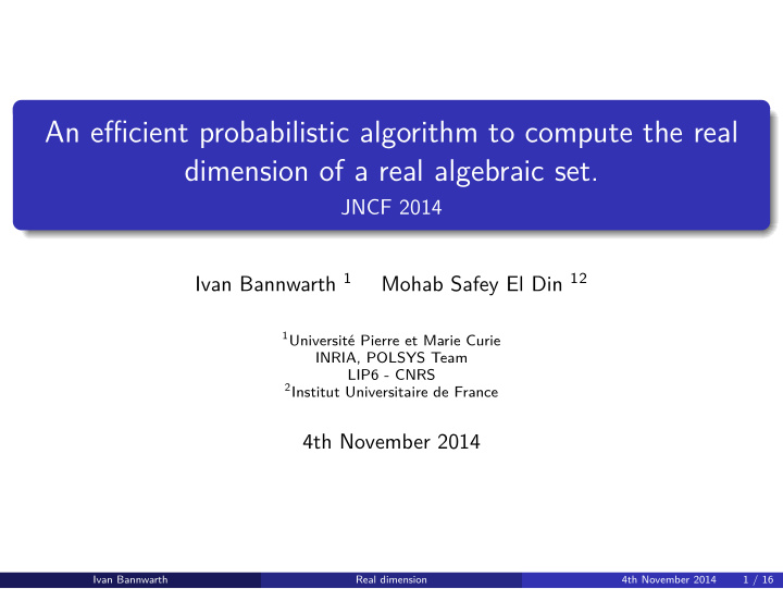 an efficient probabilistic algorithm to compute the real