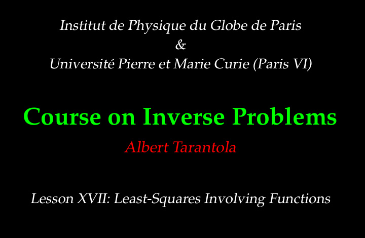 course on inverse problems