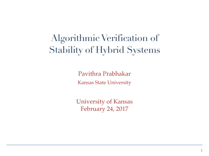algorithmic verification of stability of hybrid systems