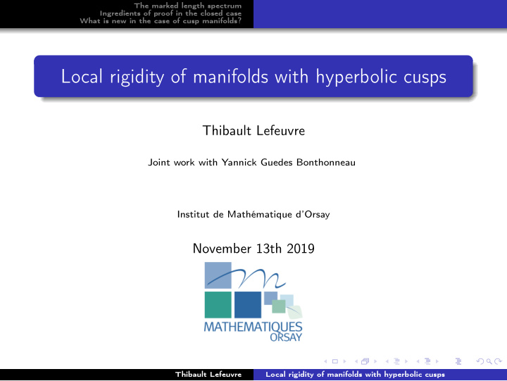 local rigidity of manifolds with hyperbolic cusps