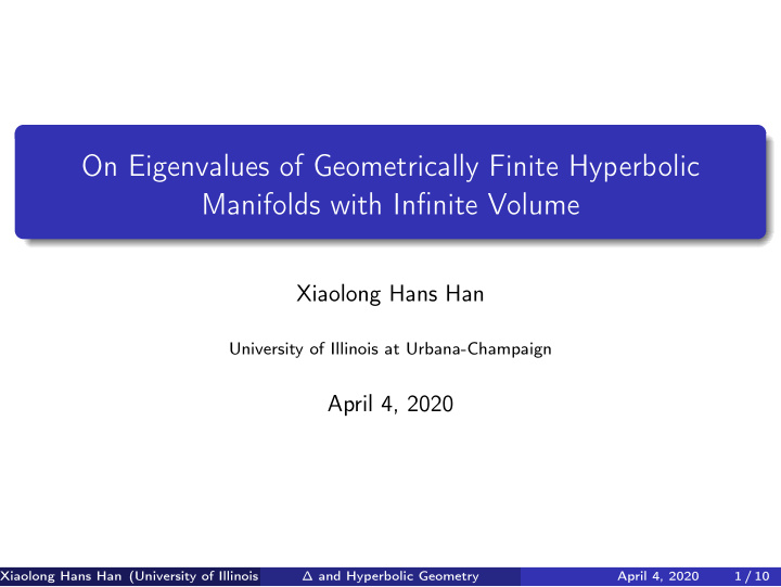 on eigenvalues of geometrically finite hyperbolic