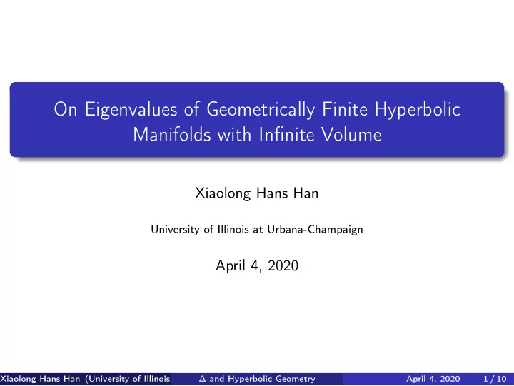 on eigenvalues of geometrically finite hyperbolic