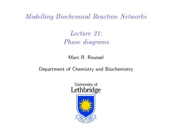 Modelling Biochemical Reaction Networks  Lecture 21:  Phase diagrams  Marc R. Roussel  Department