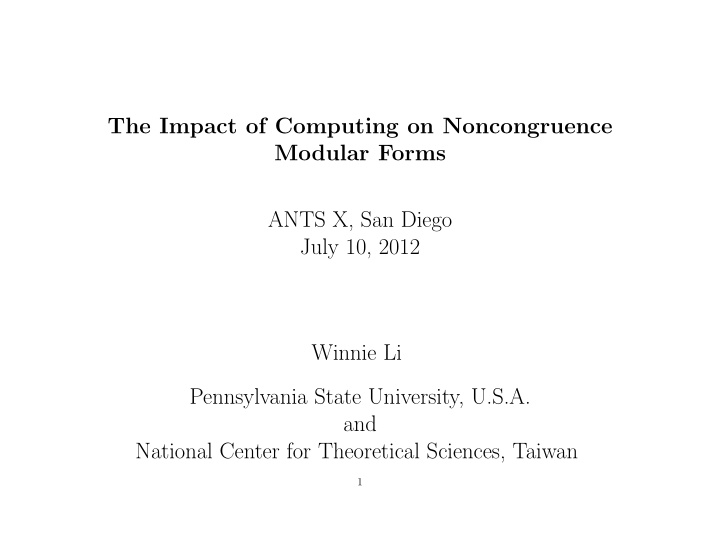 the impact of computing on noncongruence modular forms