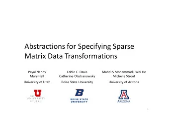 Abstractions for Specifying Sparse  Matrix Data Transformations  Payal Nandy  Eddie C. Davis  Mahdi