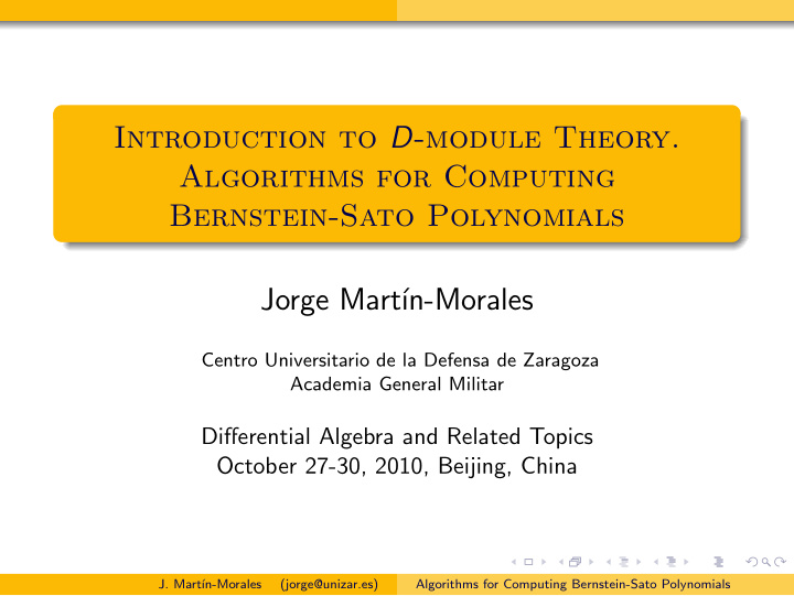 introduction to d module theory algorithms for computing