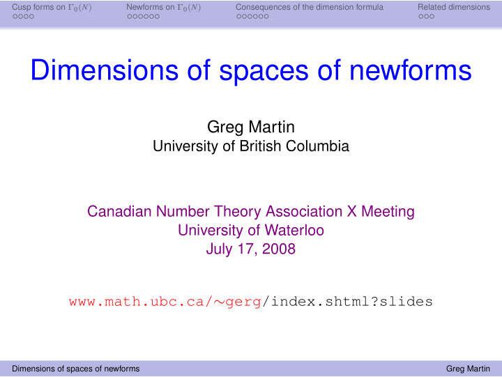 dimensions of spaces of newforms