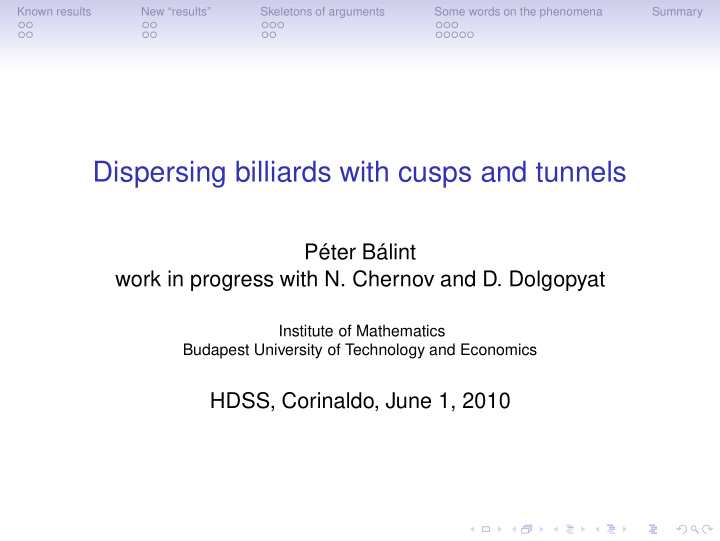 dispersing billiards with cusps and tunnels