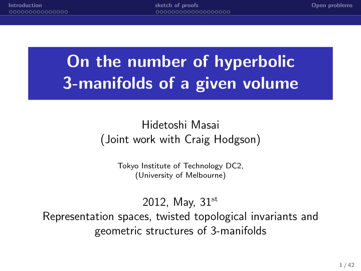 on the number of hyperbolic 3 manifolds of a given volume