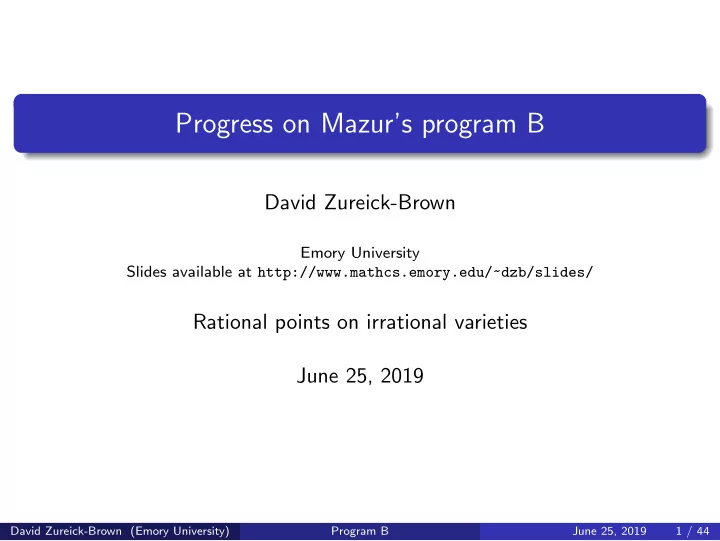 progress on mazur s program b
