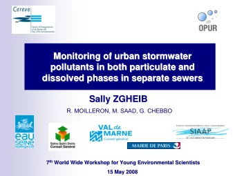 Monitoring of urban stormwater  Monitoring of urban stormwater  pollutants in both particulate and