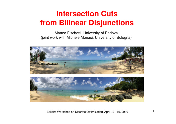 intersection cuts from bilinear disjunctions