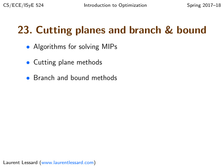 23 cutting planes and branch bound