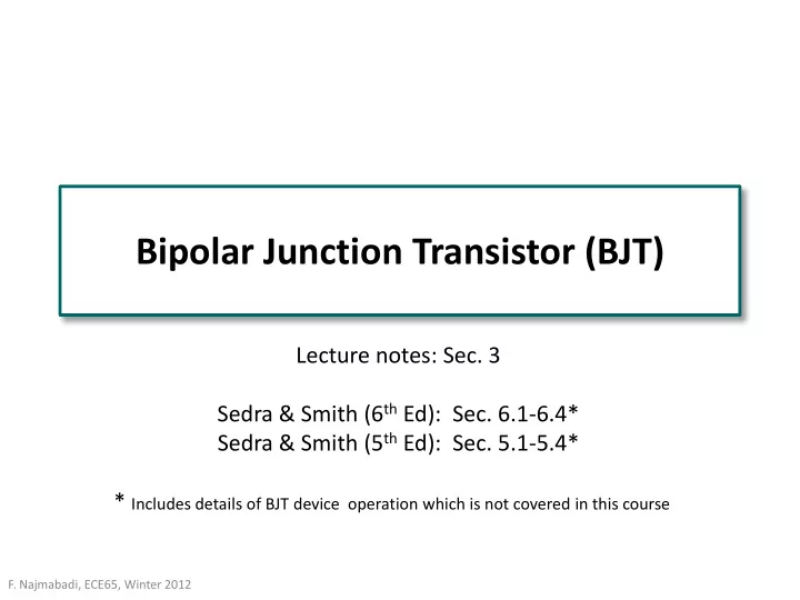 bipolar junction transistor bjt