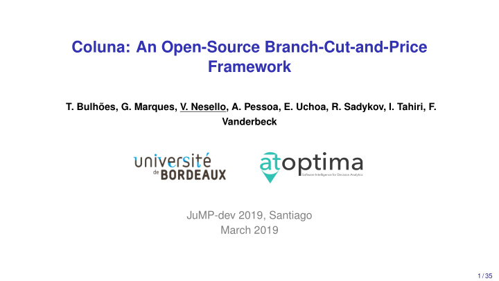 coluna an open source branch cut and price framework