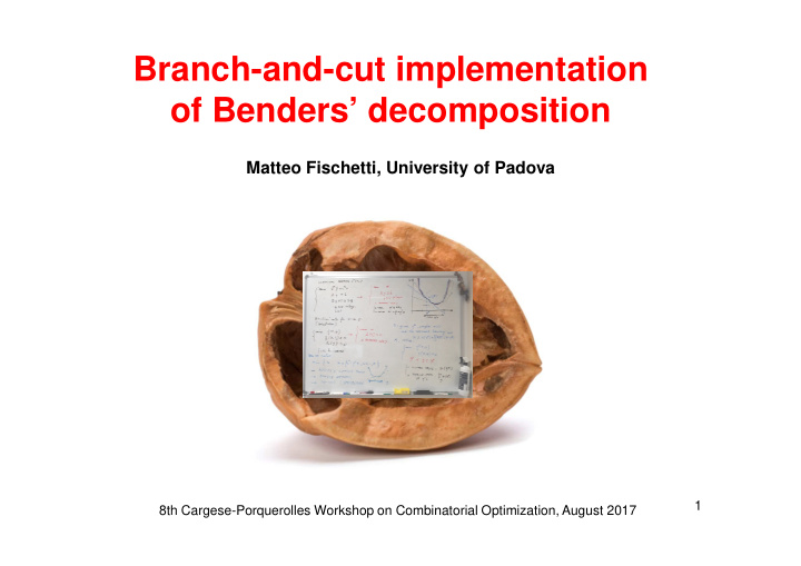 branch and cut implementation of benders decomposition