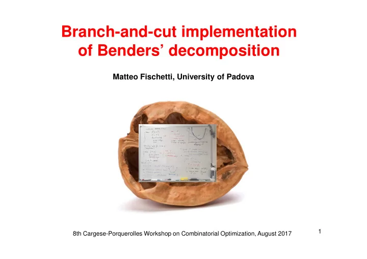 branch and cut implementation of benders decomposition