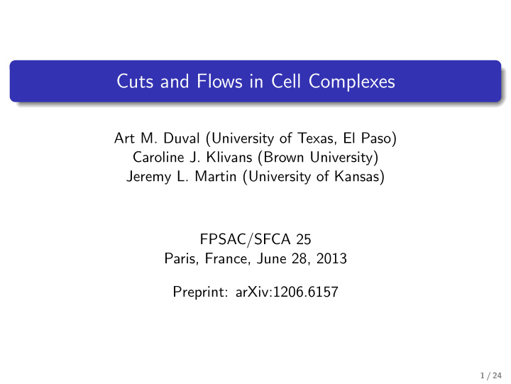 cuts and flows in cell complexes