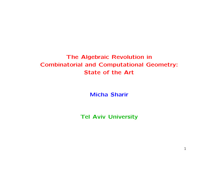 the algebraic revolution in combinatorial and