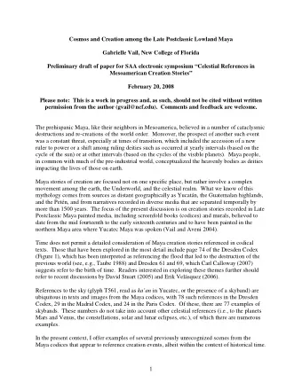 Cosmos and Creation among the Late Postclassic Lowland Maya  Gabrielle Vail, New College of Florida
