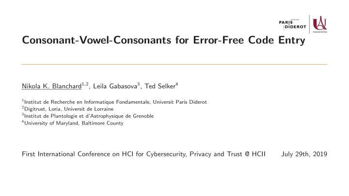 consonant vowel consonants for error free code entry