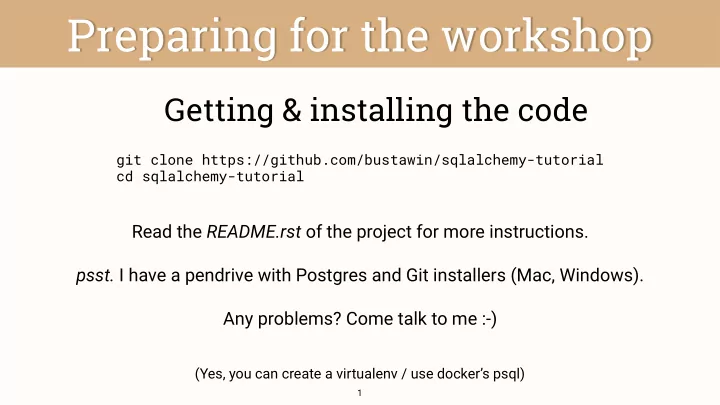preparing for the workshop