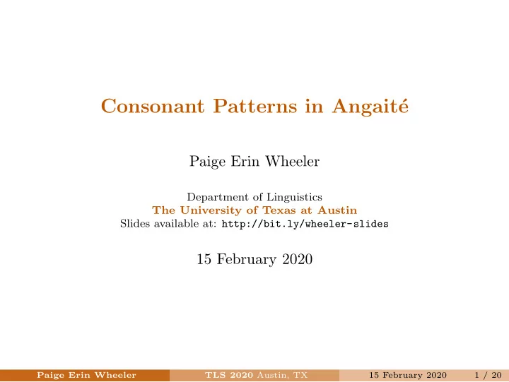 consonant patterns in angait e