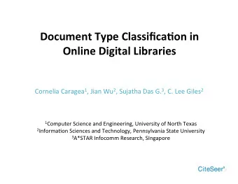 Document  Type  Classifica3on  in    Online  Digital  Libraries