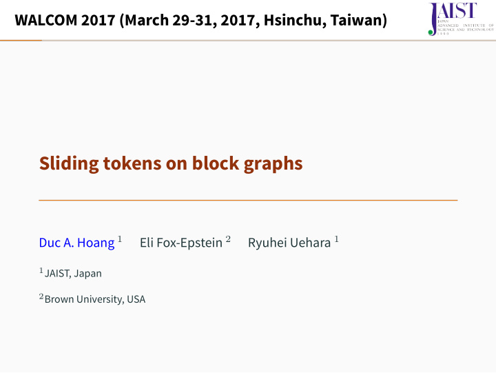 sliding tokens on block graphs