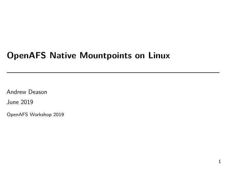 openafs native mountpoints on linux