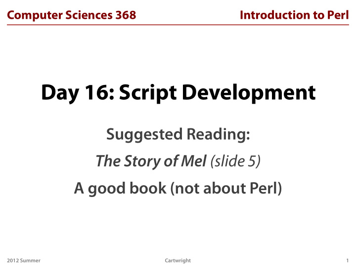 day 16 script development