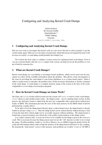 Configuring and Analyzing Kernel Crash Dumps  Stefan Seyfried  B1 Systems GmbH  Osterfeldstrae 7