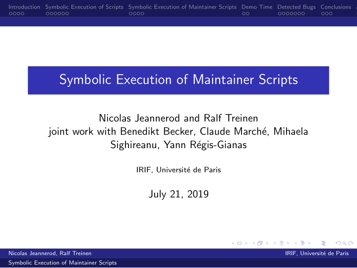 symbolic execution of maintainer scripts