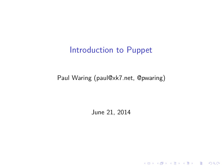 introduction to puppet