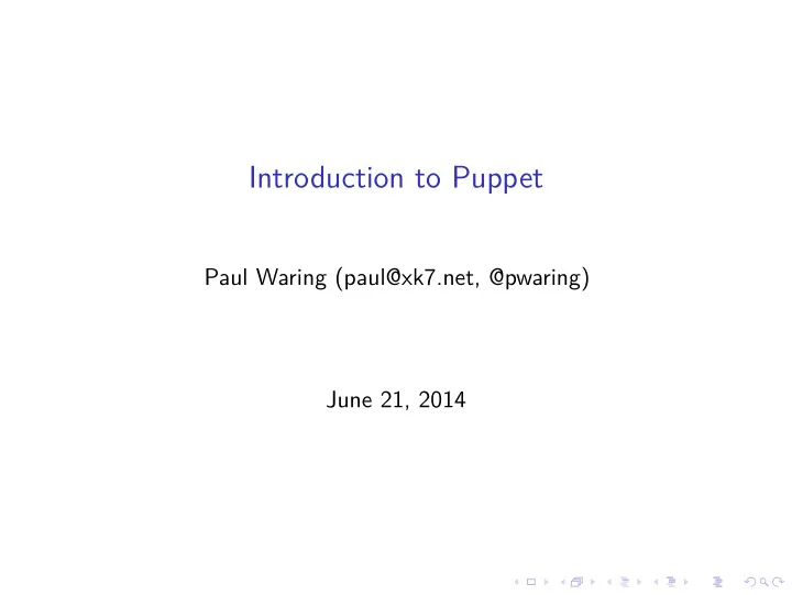 introduction to puppet