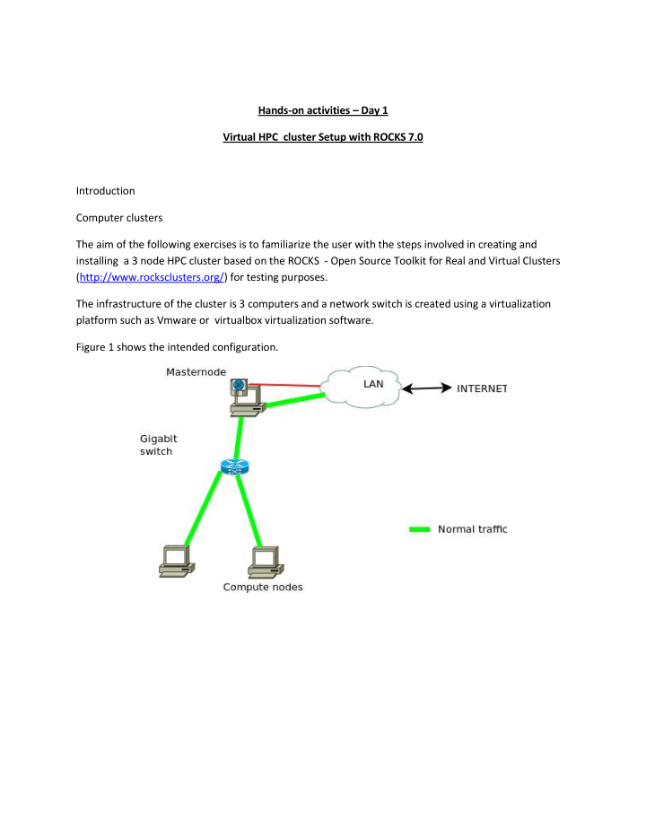 hands on activities day 1 virtual hpc cluster setup with