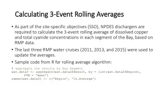 Calculating 3-Event Rolling Averages  As part of the site-specific objectives (SSO), NPDES