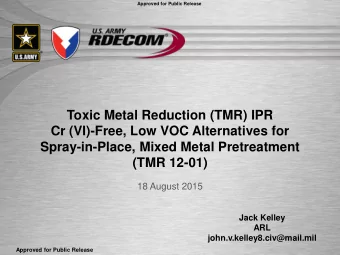 Toxic Metal Reduction (TMR) IPR  Cr (VI)-Free, Low VOC Alternatives for  Spray-in-Place, Mixed
