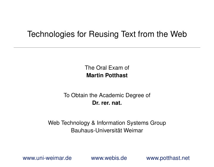 technologies for reusing text from the web