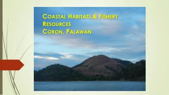 C OASTAL H ABITATS &amp; F ISHERY R ESOURCES C ORON , P ALAWAN  FISHERY RESOURCES  Similar to