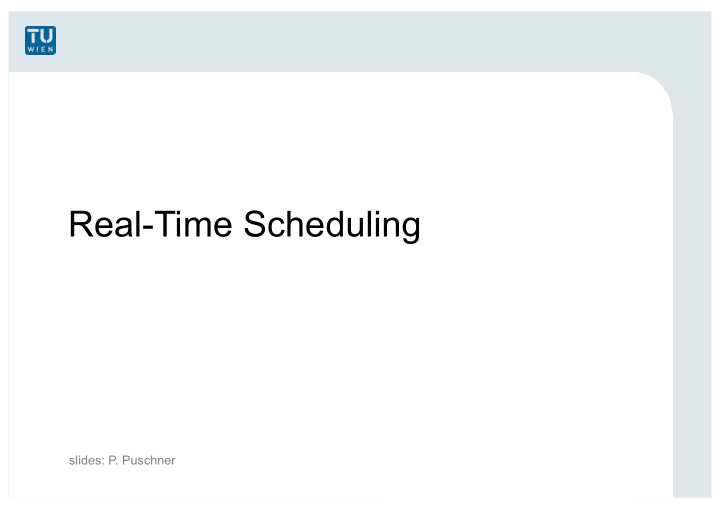 real time scheduling